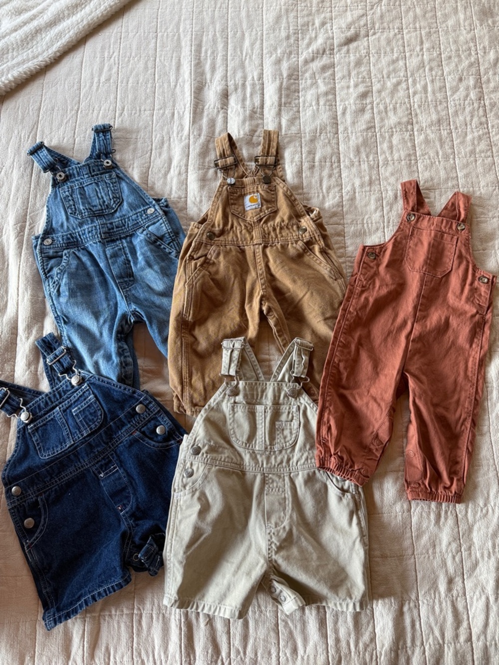 Baby overall bundle ranging from 3-12 months.